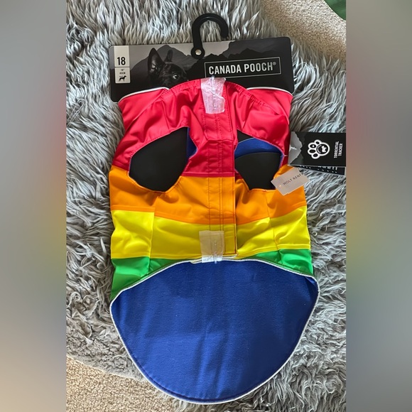Canada Pooch Rainbow/Pride Torrential Tracker Dog 18” Rain Jacket - Picture 5 of 8